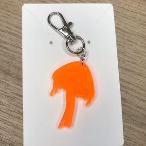Orange trippy mushroom keychain